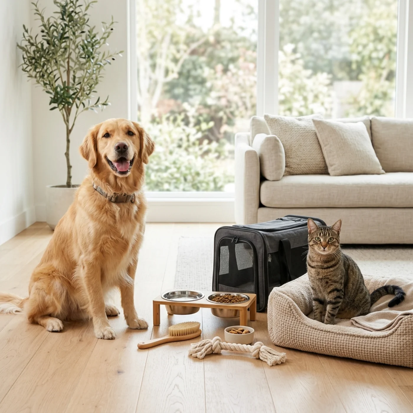 Dog and cat relaxing together — Beneera pet essentials