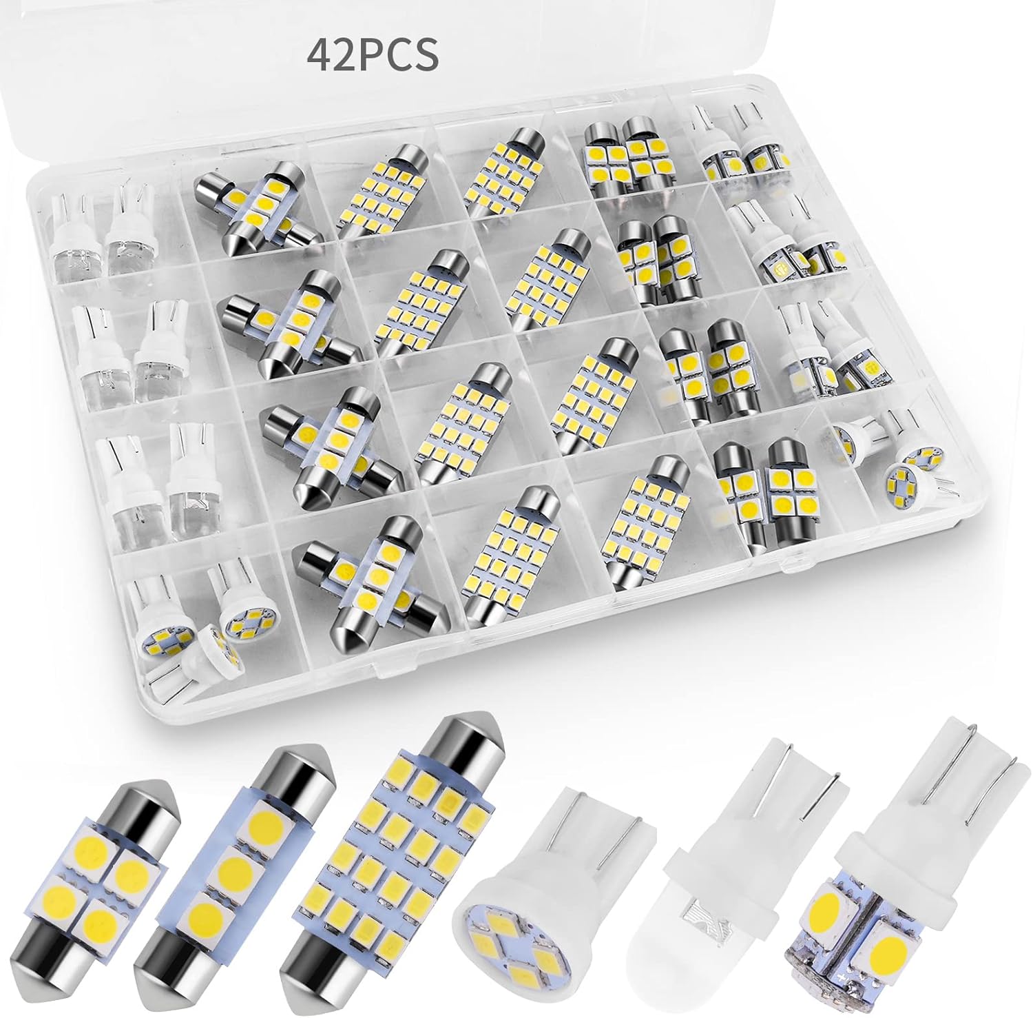 42 Piece Interior Car Light Bulb Kit Super Bright White
