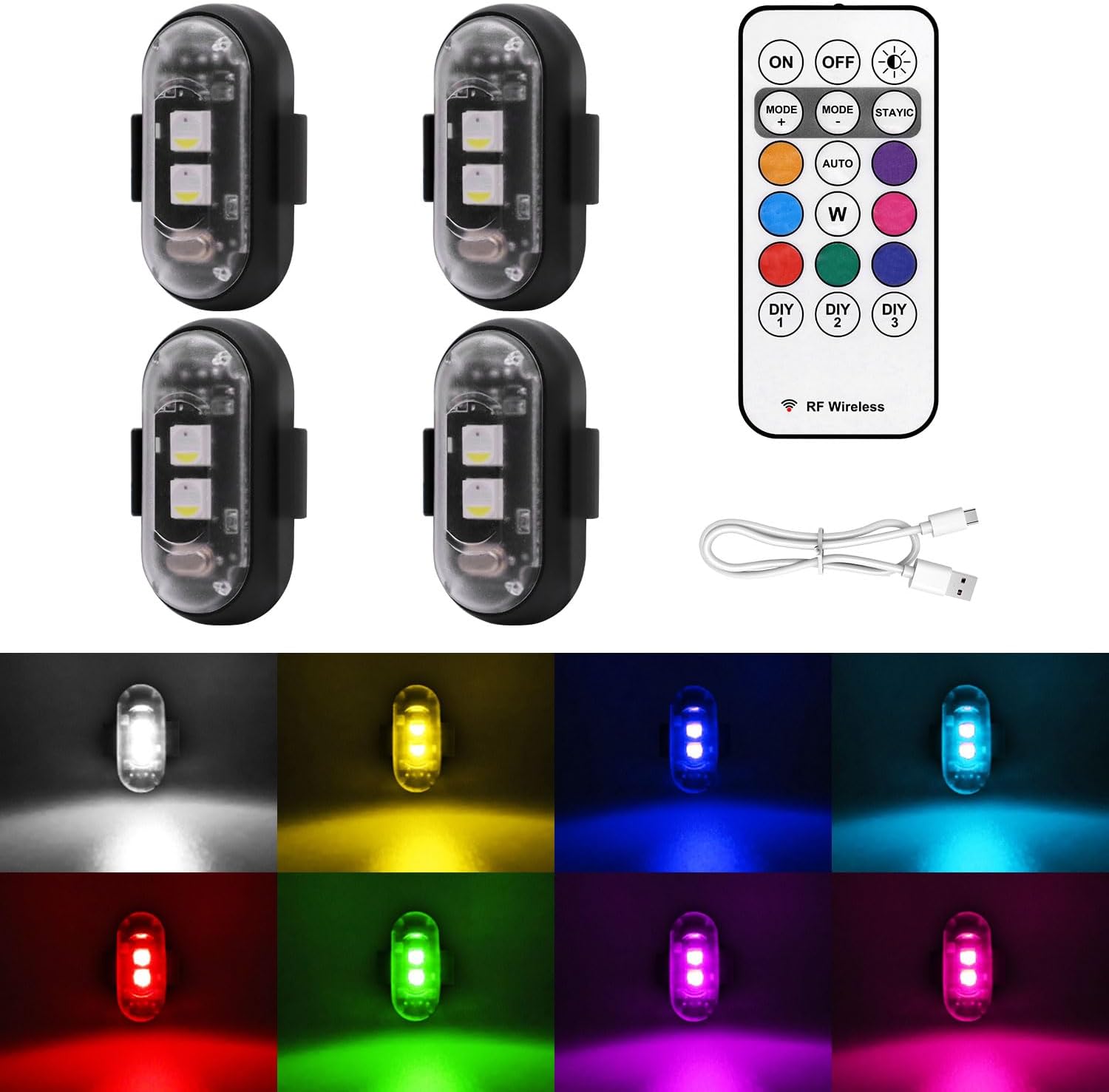 4PCS Wireless LED Strobe Lights Remote Control