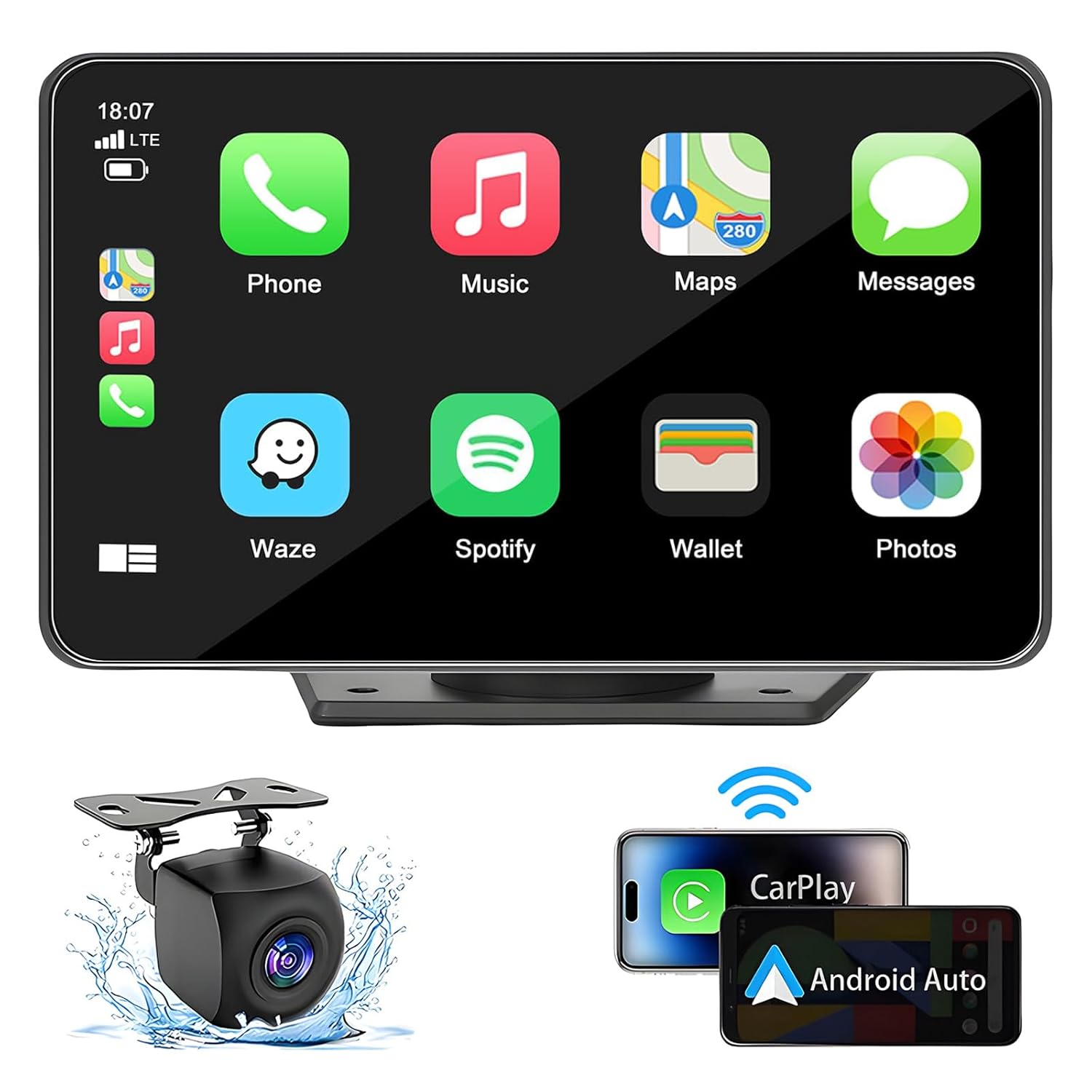 7 Inch HD Portable Carplay Wireless Touch Screen