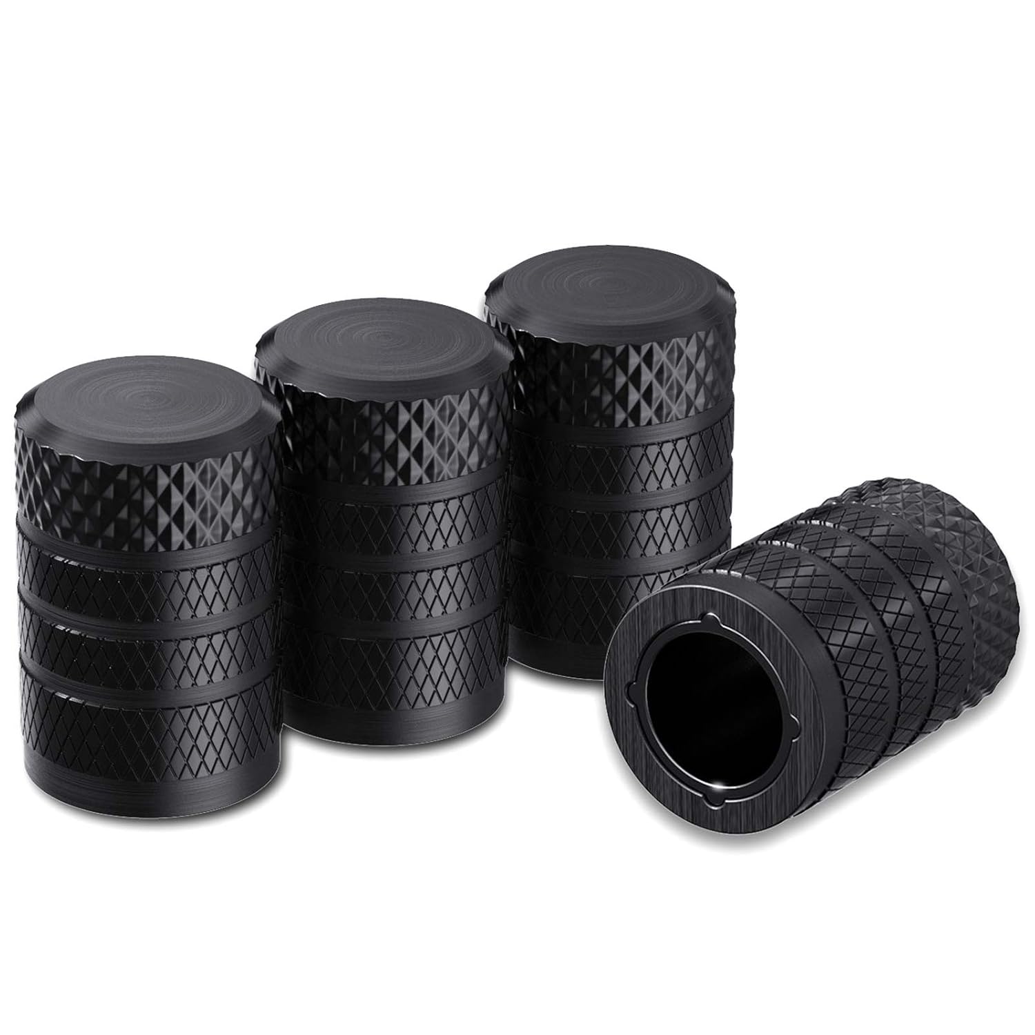 Black Tire Valve Stem Caps 4 Pack Anodized - Image 1