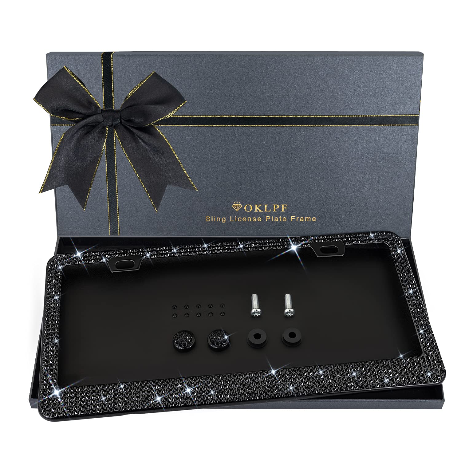 Bling Crystal Diamond License Plate Frame Rings