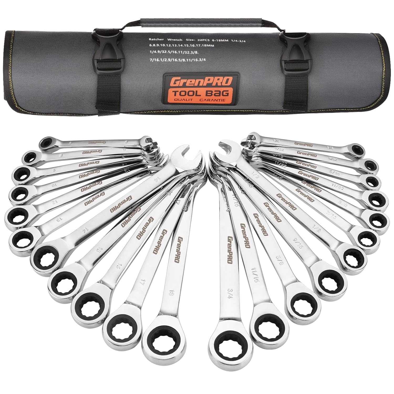 Ratcheting Wrench Set 22 Piece SAE Metric CR-V