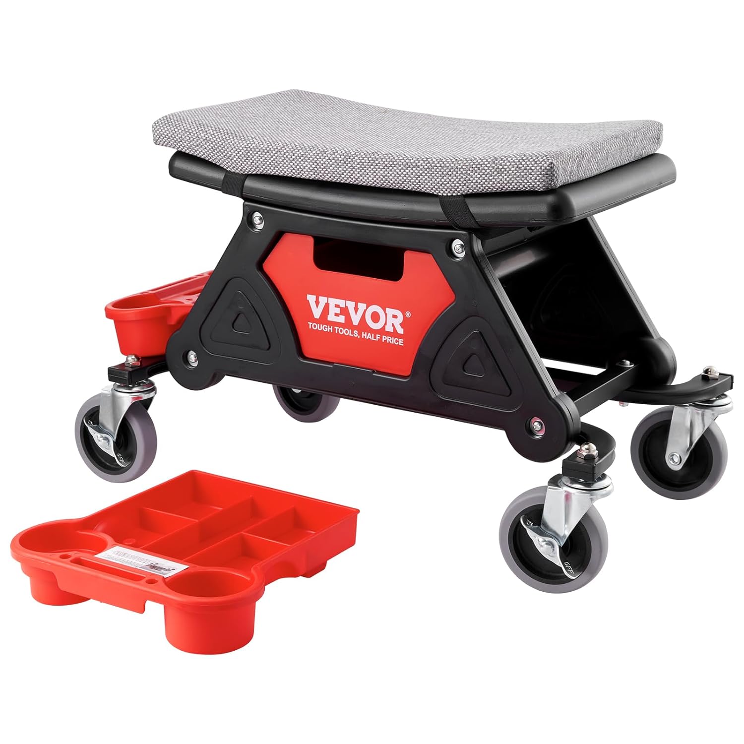 VEVOR Mechanic Stool 300 LBS Rolling Garage Seat - Image 1